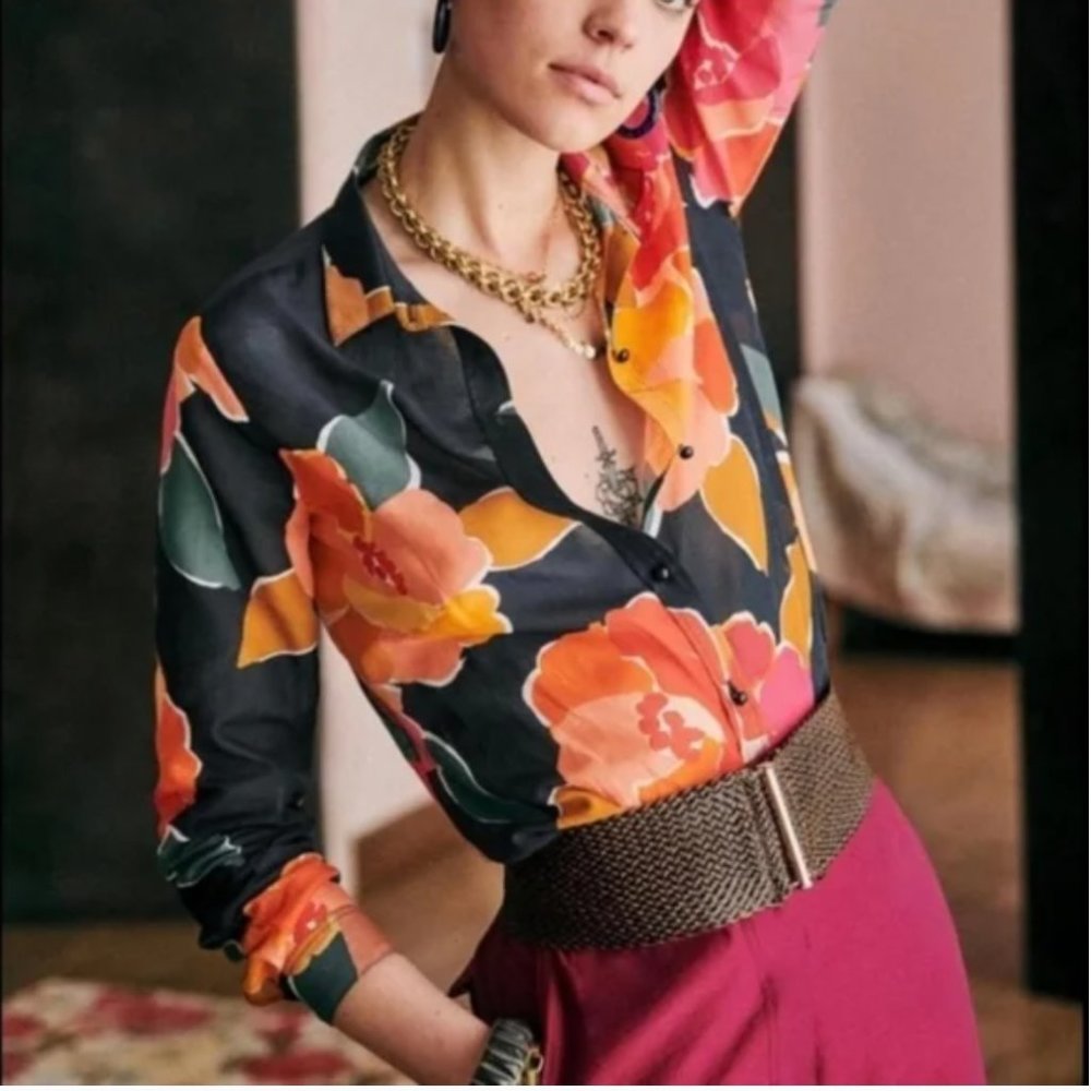 Sezane silk & cotton blouse size 2